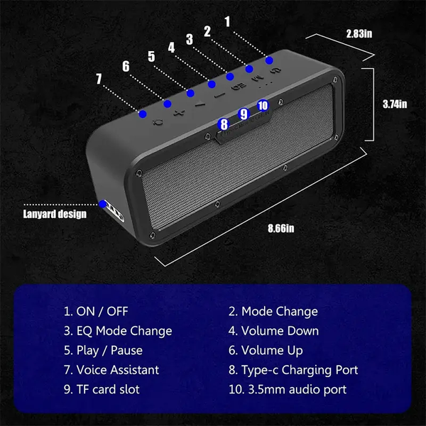 Беспроводная колонка XDOBO Wake 50 Вт Soundbar Box Сабвуфер с глубокими басами,TWS,Type-C,IPX7,BT5.0,10h Max XW50W фото