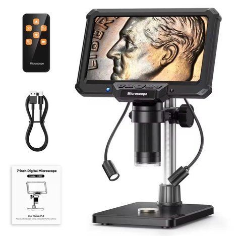 Цифровий мікроскоп 7" IPS екран 1200x 1080P Full HD з підсвіткою та підключенням до ПК,запис фото/відео MK7 фото