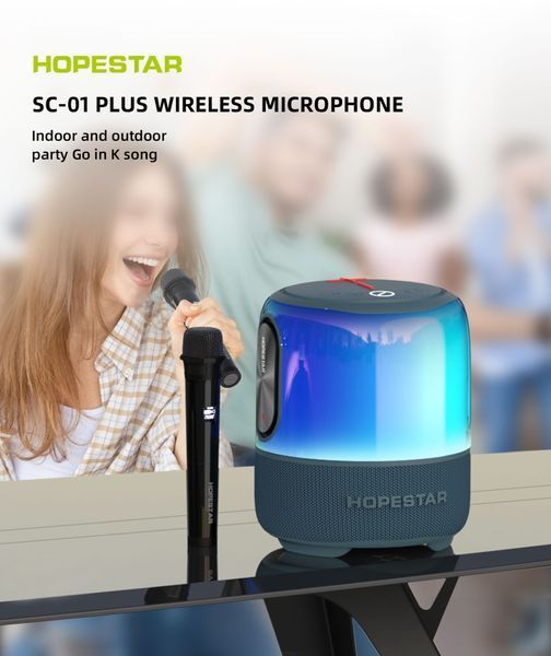 Портативна Bluetooth-колонка Hopestar SC-01 60W + мікрофон (сірий корпус) 1998340488 фото