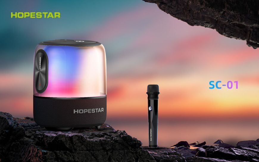 Портативна Bluetooth-колонка Hopestar SC-01 60W + мікрофон (сірий корпус) 1998340488 фото
