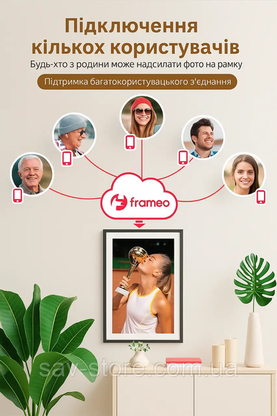 Цифровая фоторамка, Электронная фоторамка 15,6 дюйма, WI-FI,Brown,Frameo App, 32ГБ, IPS HD Touch Screen 1151 фото