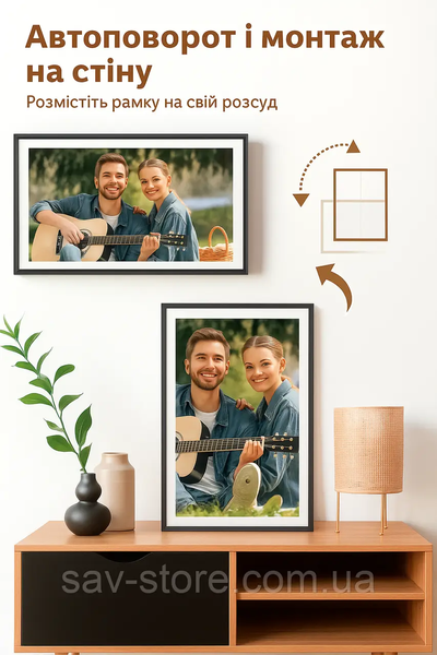 Цифровая фоторамка, Электронная фоторамка 15,6 дюйма, WI-FI,Brown,Frameo App, 32ГБ, IPS HD Touch Screen 1151 фото