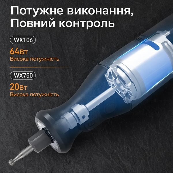 Гравер акумуляторний WORX WX106, 5 швидкостей, USB-зарядка 1154 фото